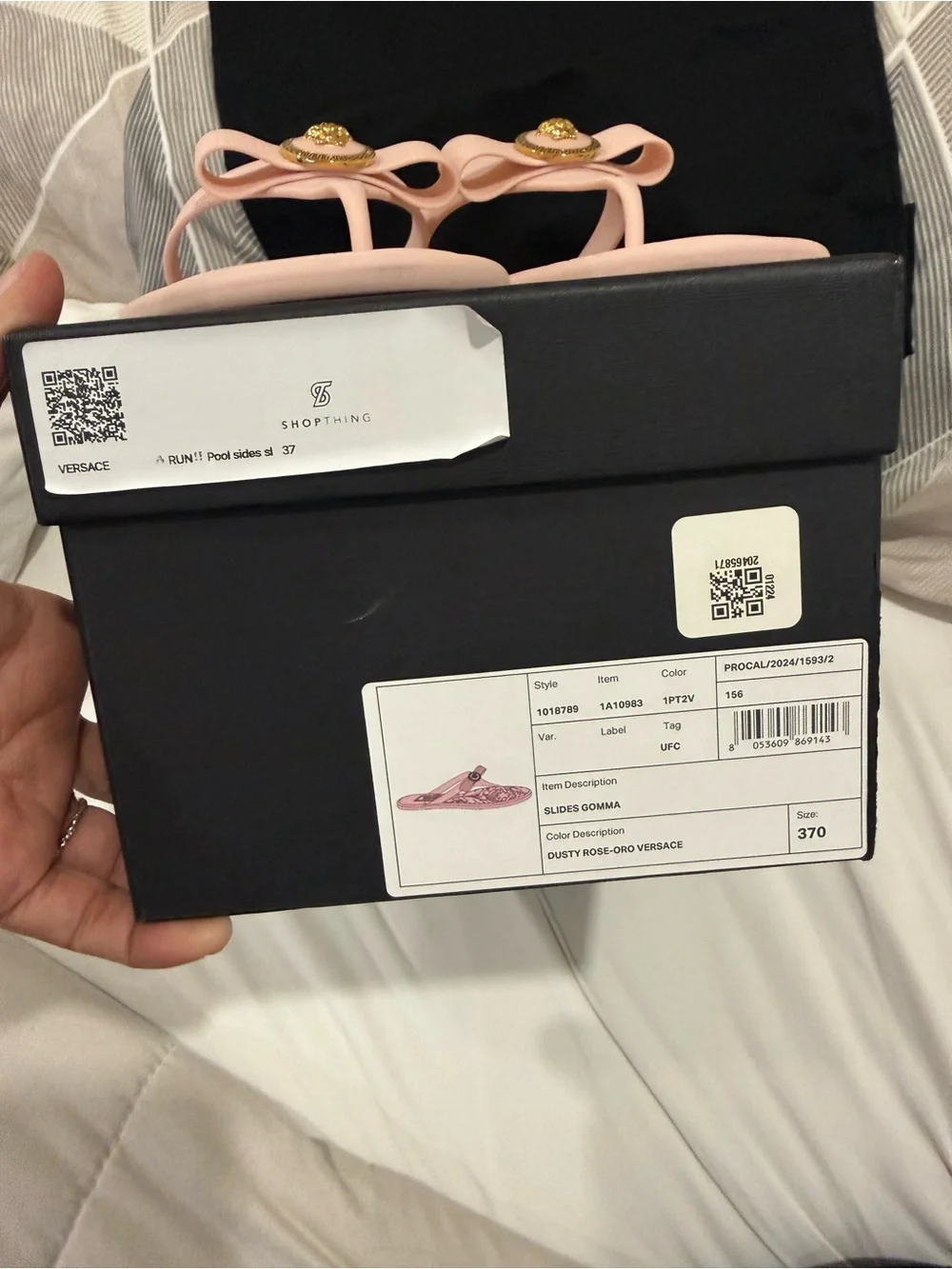 Versace Blush Pink Medusa Strap Thong Sandals